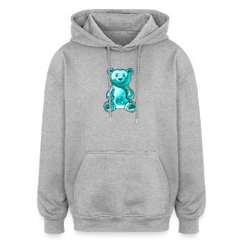 Gummibär Türkis - Oversized Unisex Hoodie - Grau meliert - Vorne - Noah (186cm)