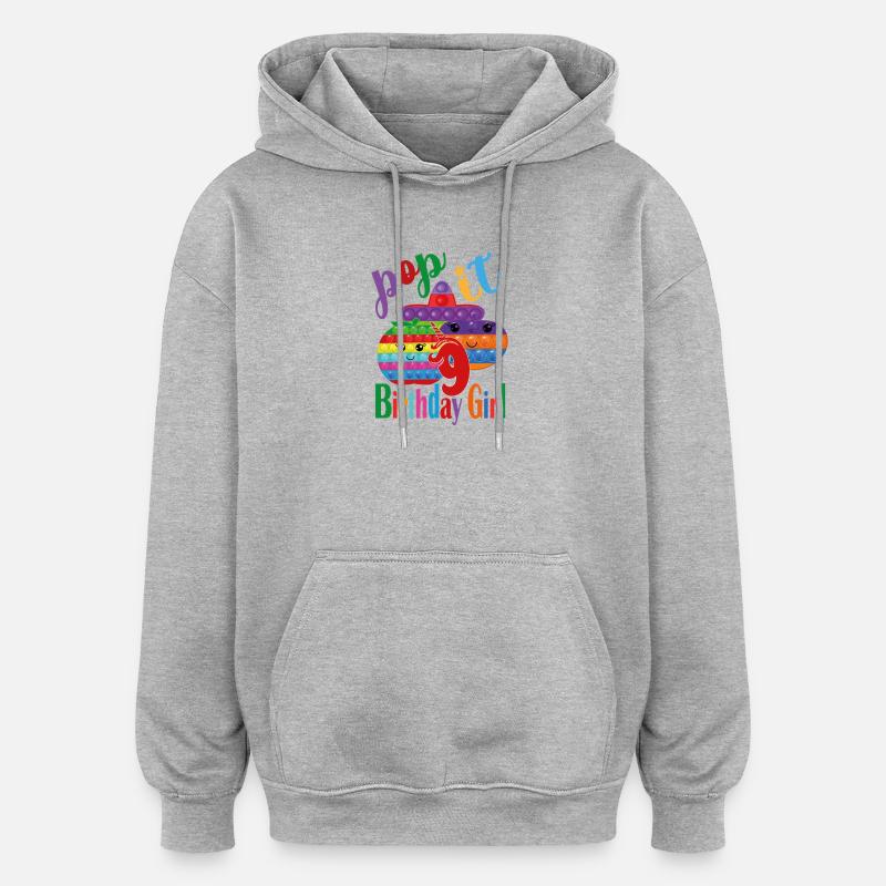 pop-it Geburtstagskind 9 - Oversized Unisex Hoodie - Grau meliert