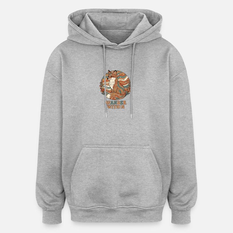 Psychedelisch Retro – Wander Within - Oversized Unisex Hoodie - Grau meliert