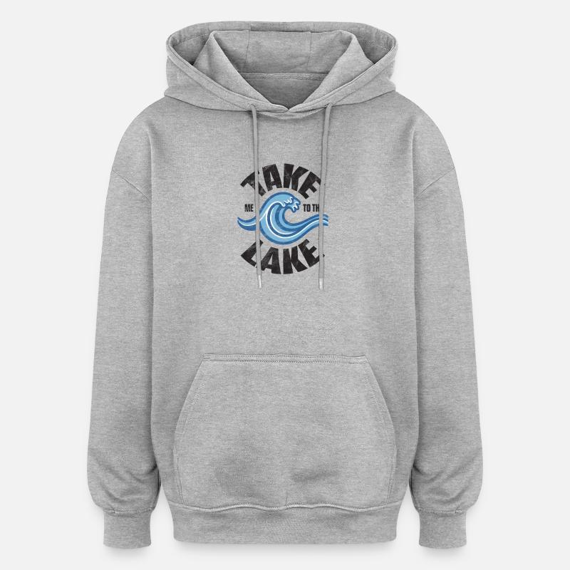 Emmenez-moi au lac - Retro Welle - Sweat à capuche oversize unisexe - gris chiné