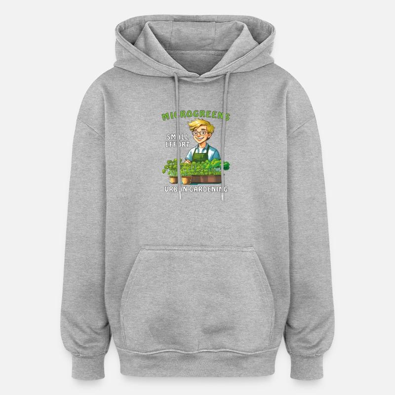 MICRO-POUSSES PETIT EFFORT JARDINAGE URBAIN - Sweat à capuche oversize unisexe - gris chiné