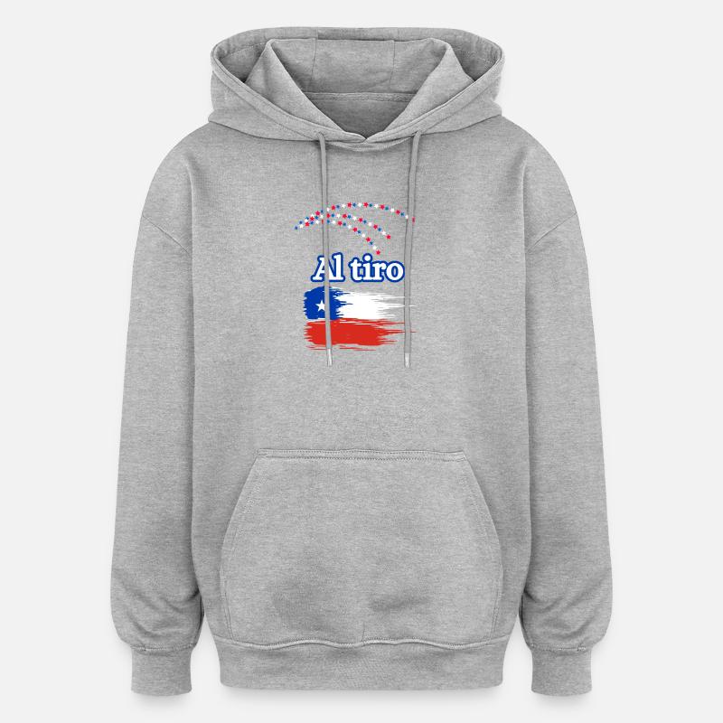 Pinceau drapeau du dialecte chilien - Sweat à capuche oversize unisexe - gris chiné