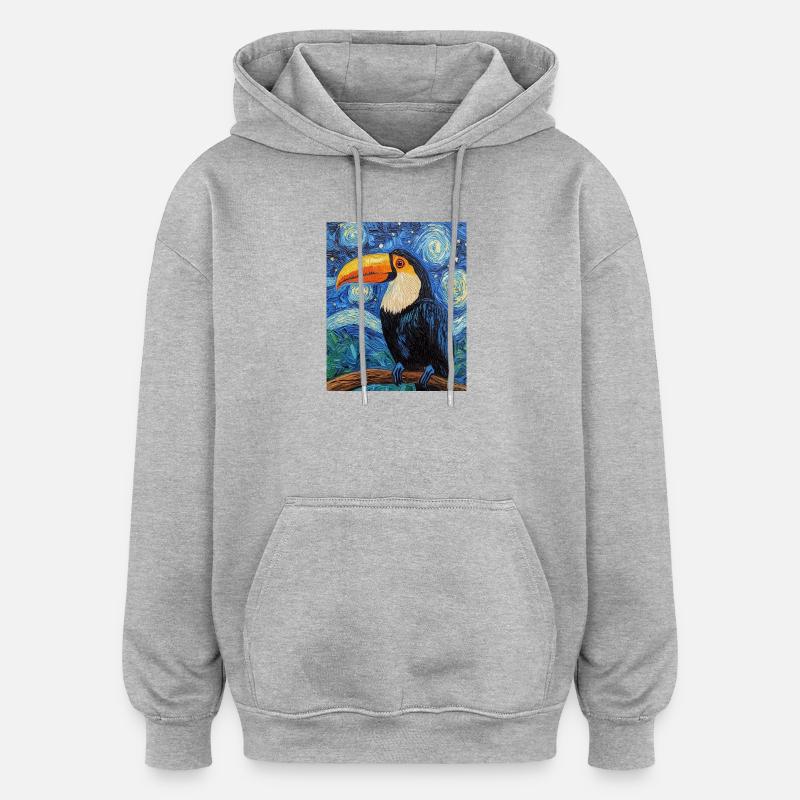Tukan Vogel Van Gogh Style - Oversized Unisex Hoodie - Grau meliert
