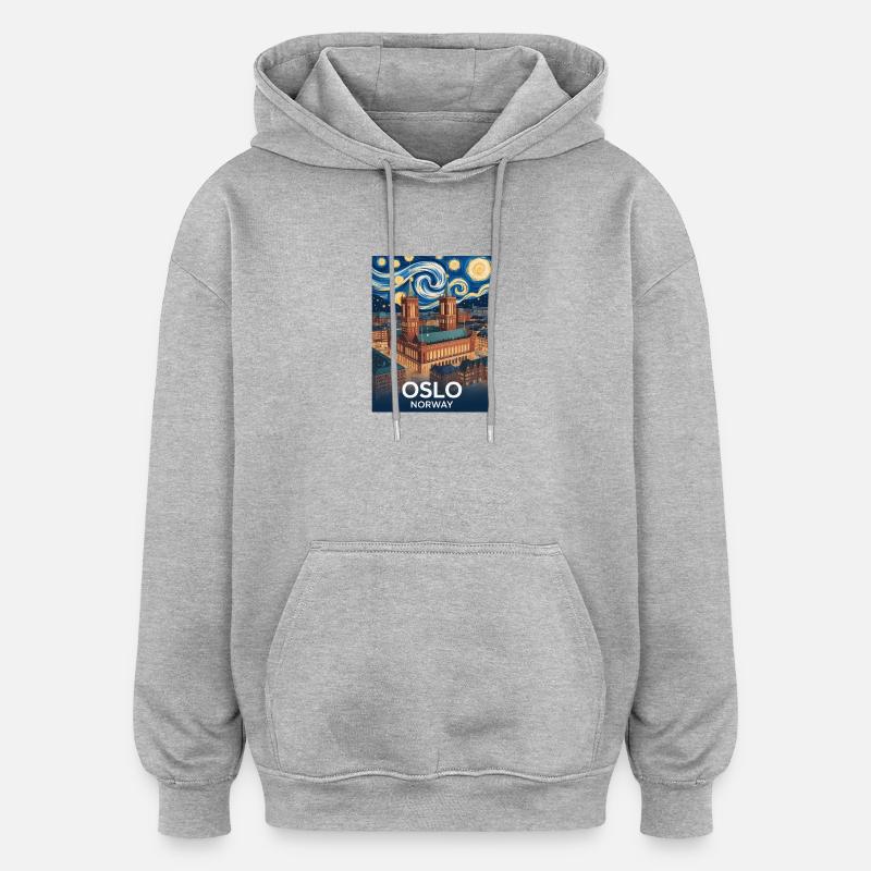 Oslo - Sweat à capuche oversize unisexe - gris chiné