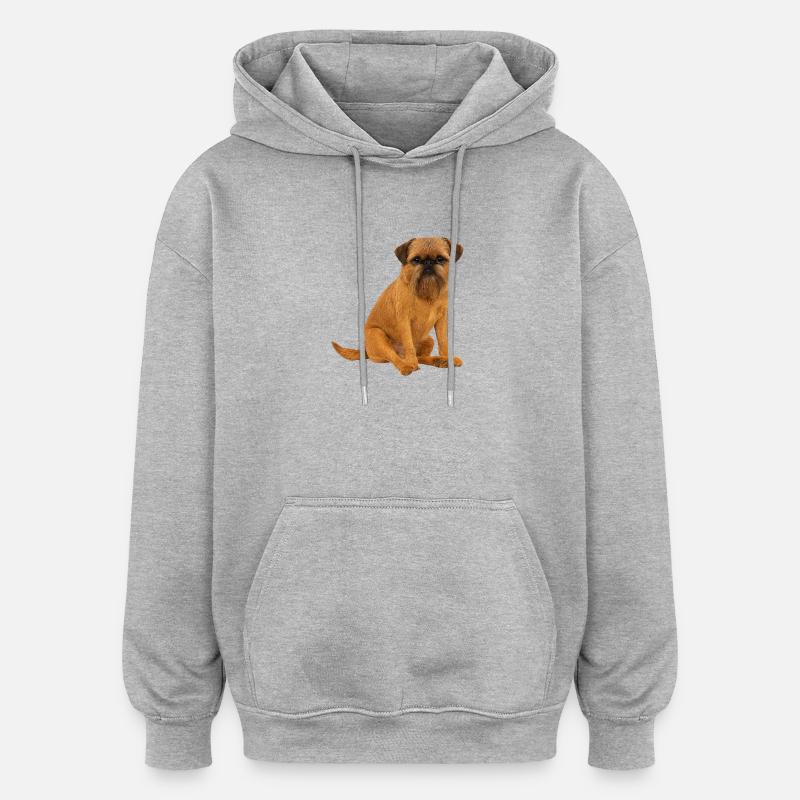 Griffon nain belge Griffon de Bruxelles - Sweat à capuche oversize unisexe - gris chiné