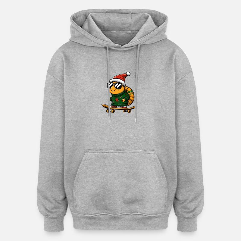 Escargot Noël Drôle - Sweat à capuche oversize unisexe - gris chiné