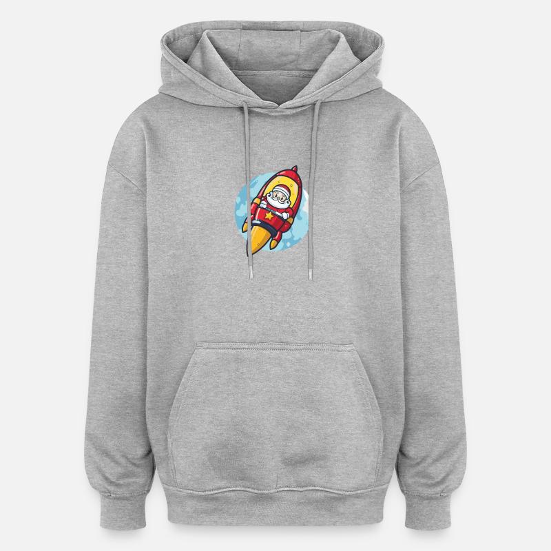 Père Noël Fusée Père Noël - Sweat à capuche oversize unisexe - gris chiné