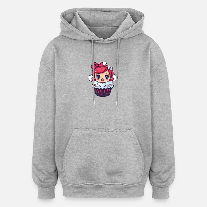 Gâteau de fée à dos - Sweat à capuche oversize unisexe - gris chiné