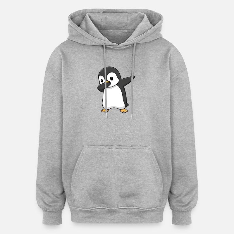 Dabbing Pingouin - Sweat à capuche oversize unisexe - gris chiné