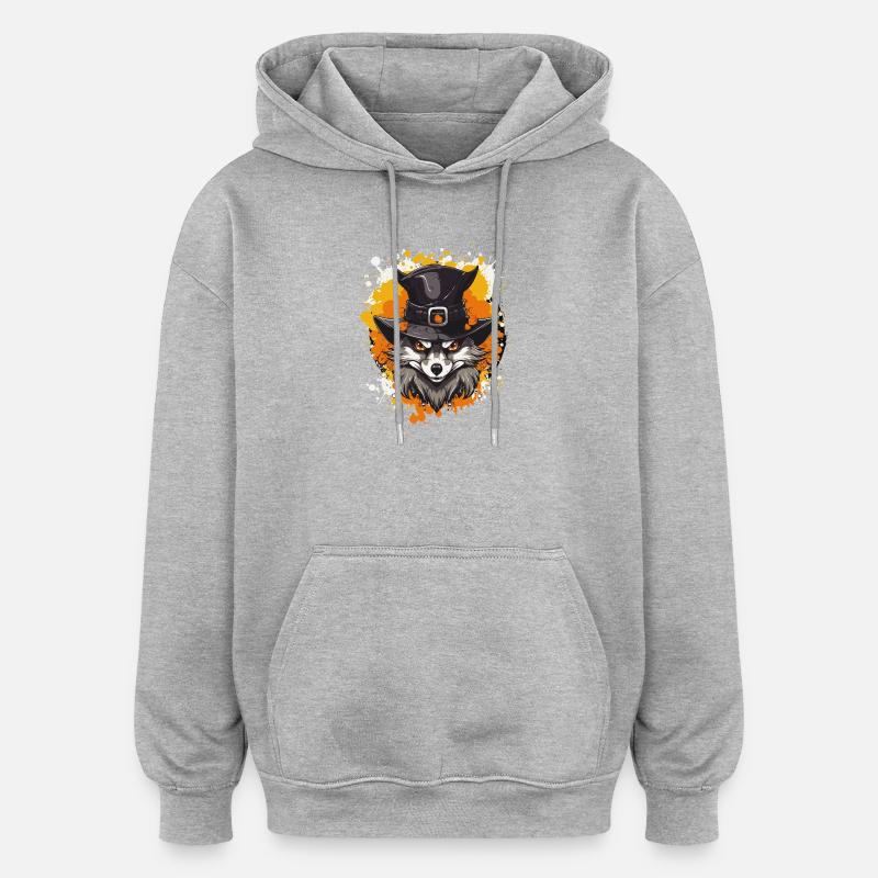 Wolfs Hexenhut Porträt - Oversized Unisex Hoodie - Grau meliert