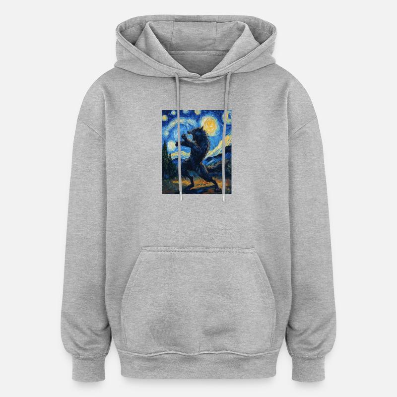 Werwolf Wolf Van Gogh Style - Oversized Unisex Hoodie - Grau meliert
