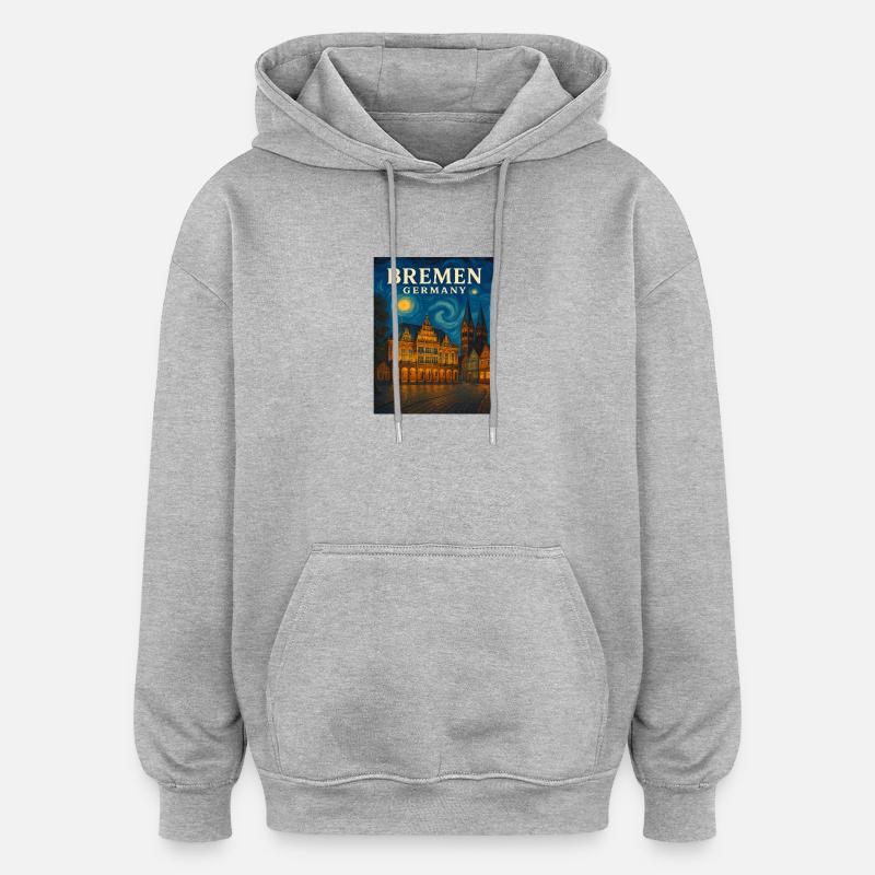 Lumière nocturne de Brême Horizon - Sweat à capuche oversize unisexe - gris chiné