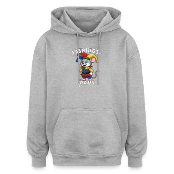 FASCHINGS MAUS - Oversized Unisex Hoodie - Grau meliert - Vorne - Noah (186cm)