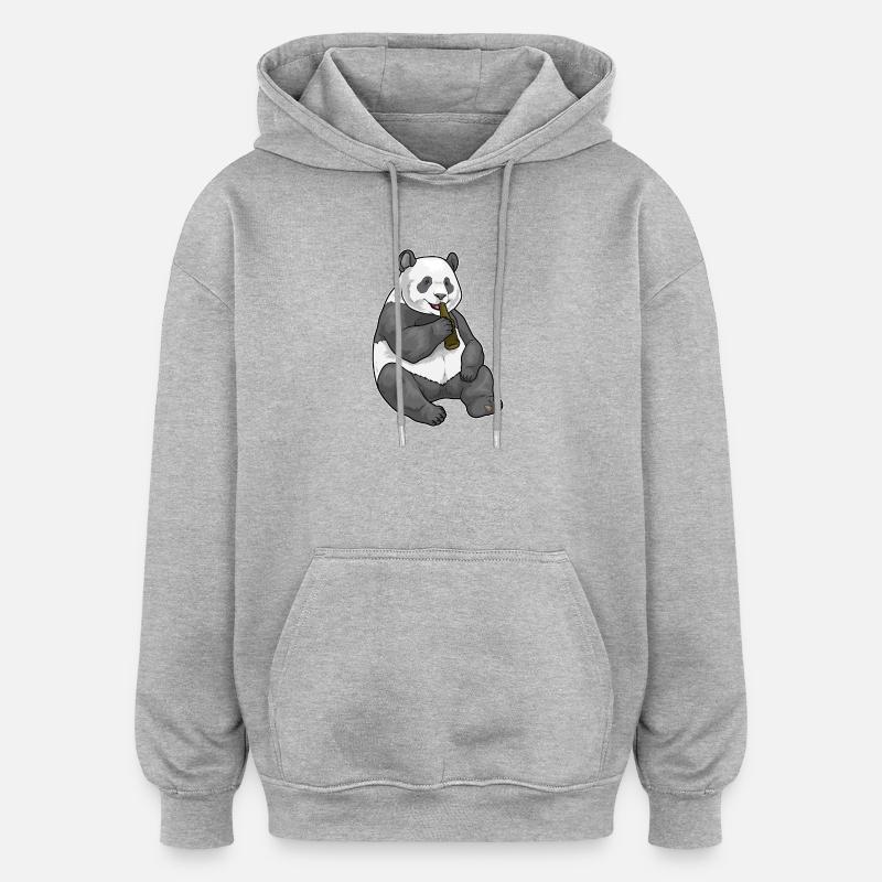 Bière Panda - Sweat à capuche oversize unisexe - gris chiné