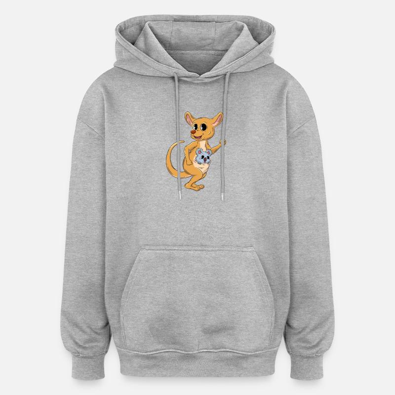 Kangourou avec bébé koala - Sweat à capuche oversize unisexe - gris chiné