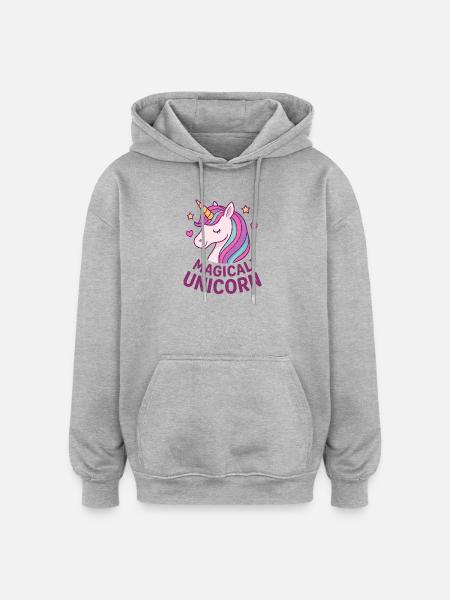 Magisches Einhorn Pastellglanz - Oversized Unisex Hoodie - Grau meliert