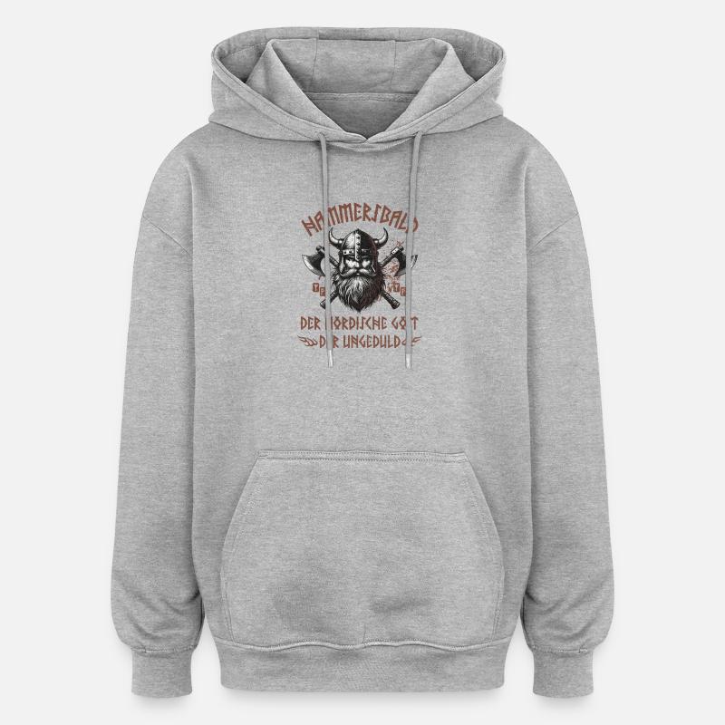 Hammersbald - Sweat à capuche oversize unisexe - gris chiné