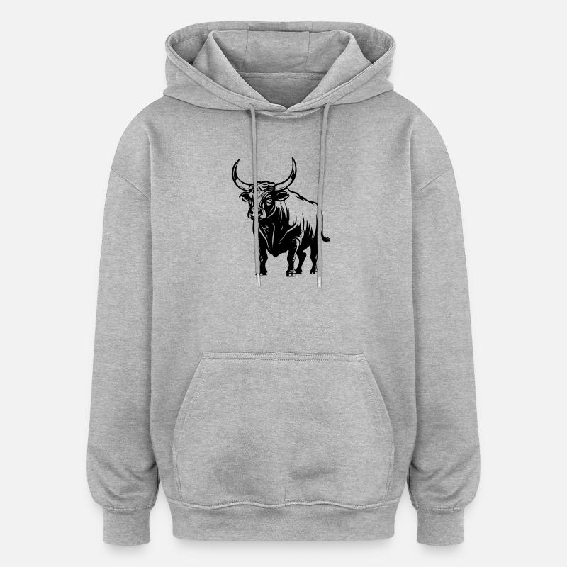 Taureau - Sweat à capuche oversize unisexe - gris chiné