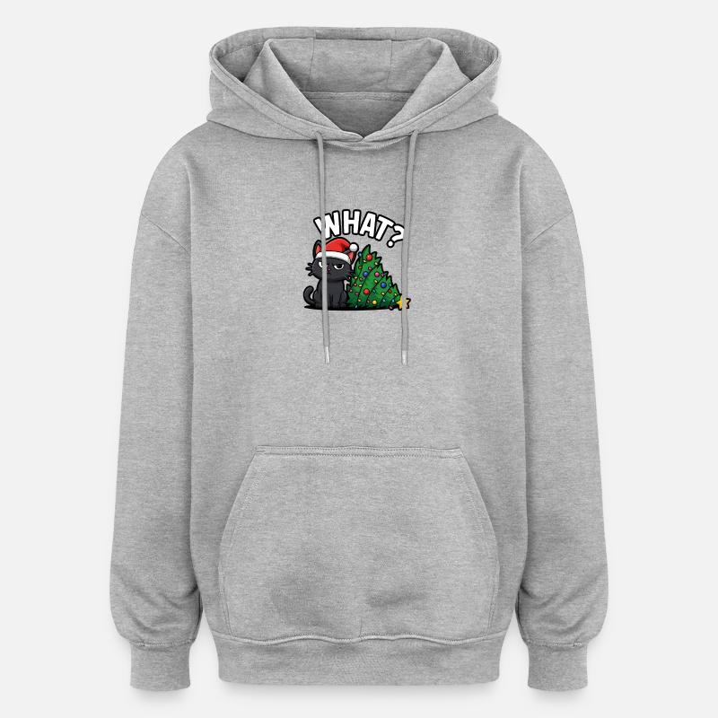 Drôle de chat Noël Cheer - Sweat à capuche oversize unisexe - gris chiné