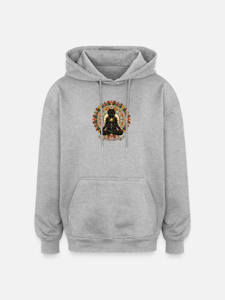 Nature Mandala Cat Wicca Esotericism - Oversized Unisex Hoodie - heather grey