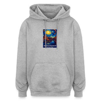 Birmingham, England - Oversized Unisex Hoodie - heather grey - Front - Noah (186cm)