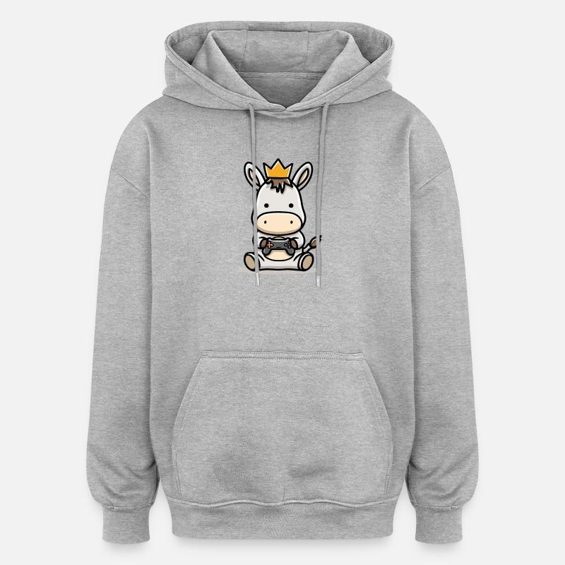 Gamer Esel mit controller Krone - Oversized Unisex Hoodie - Grau meliert