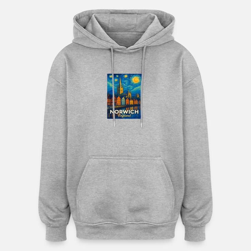Norwich, Angleterre - Sweat à capuche oversize unisexe - gris chiné