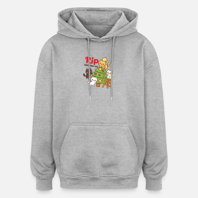 RIP Arbre de Noël Chats, Chatons - Sweat à capuche oversize unisexe - gris chiné