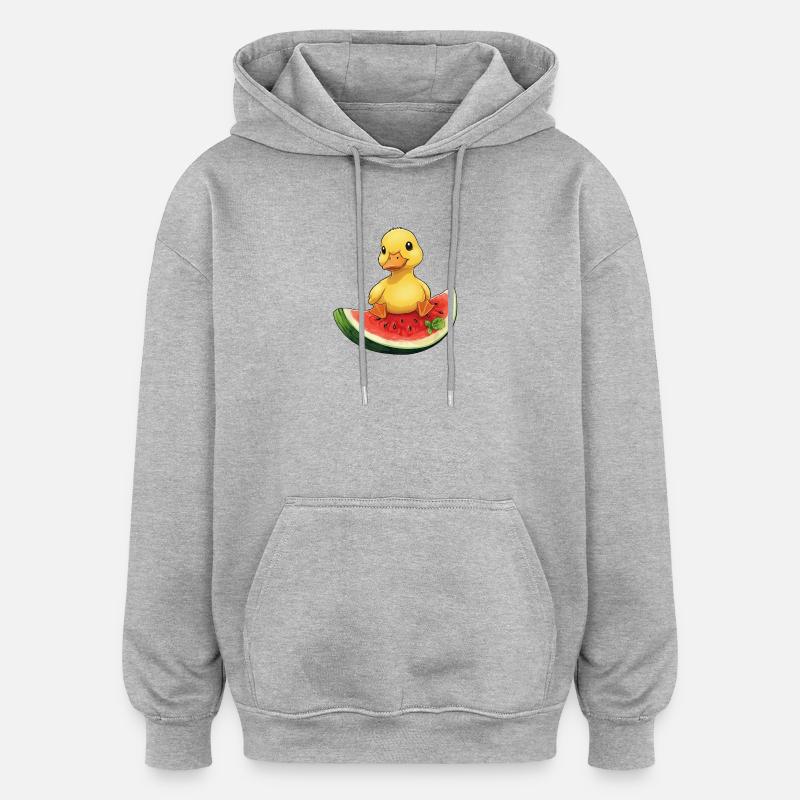 Relaxed summer design with watermelon fruit - Oversized Unisex Hoodie - heather grey