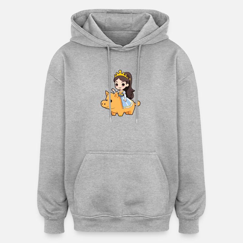 Princesse Cochon Bande Dessinée - Sweat à capuche oversize unisexe - gris chiné