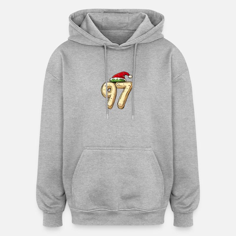 Numéro 97 Cookie Noël - Sweat à capuche oversize unisexe - gris chiné