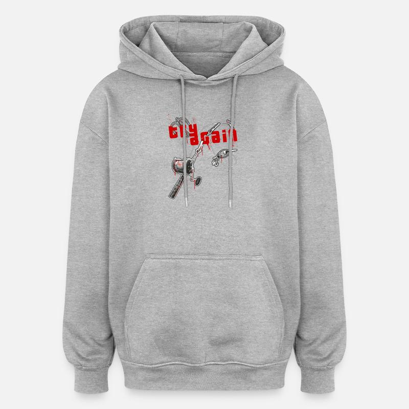 Pêche - Sweat à capuche oversize unisexe - gris chiné