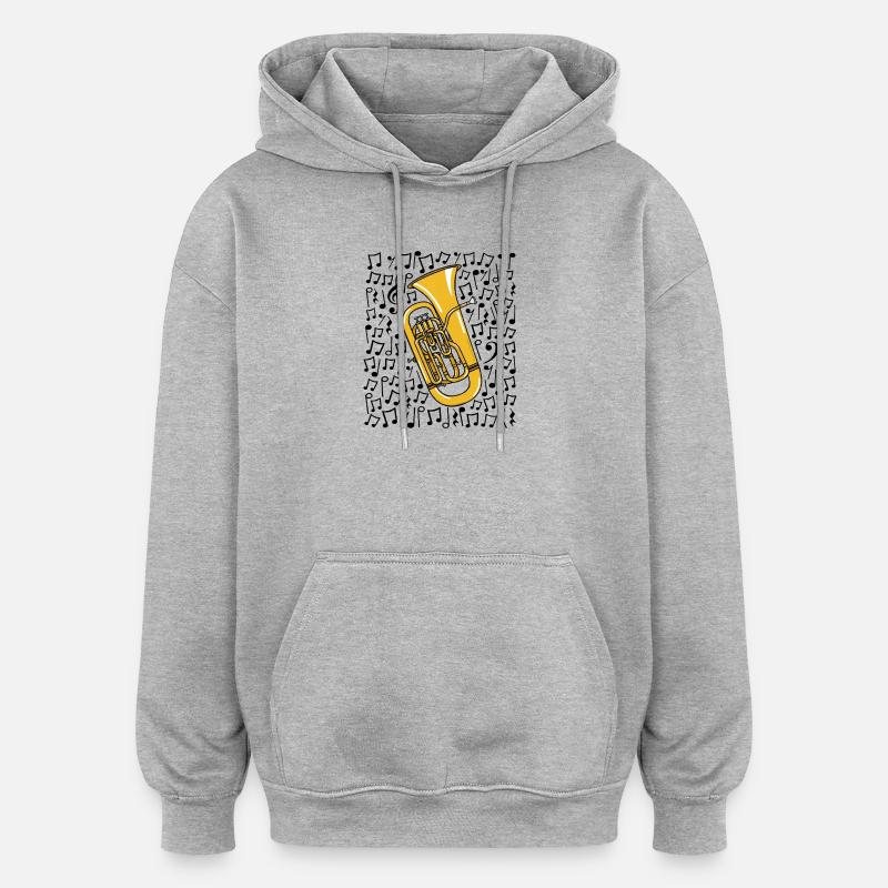 Euphonium Notes musicales Musicien de cuivres - Sweat à capuche oversize unisexe - gris chiné