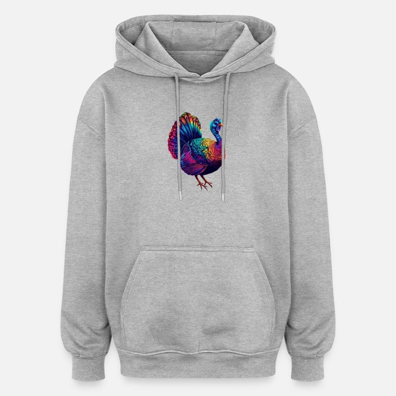 Dinde Poules Oiseaux Dinde - Sweat à capuche oversize unisexe - gris chiné