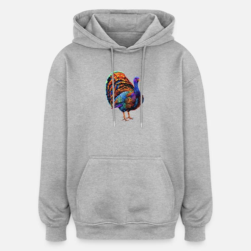 Dinde Poules Oiseaux Dinde - Sweat à capuche oversize unisexe - gris chiné