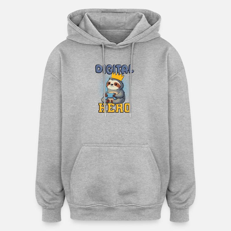 Faultier gaming - Oversized Unisex Hoodie - Grau meliert