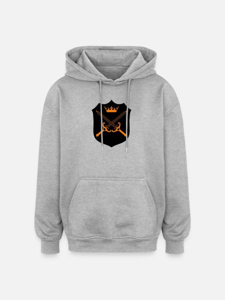 Kreuzschwerter Kronen Emblem - Oversized Unisex Hoodie - Grau meliert