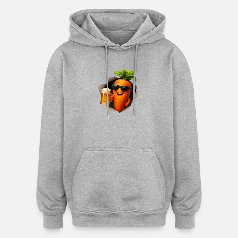 Kernkarotte mit Bier und Sonnenbrille - Oversized Unisex Hoodie - Grau meliert