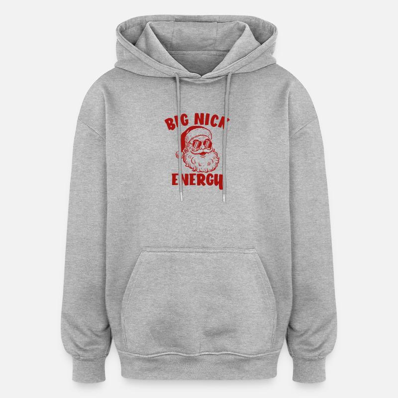 Père Noël, Joyeux Noël, Big Nick-E - Sweat à capuche oversize unisexe - gris chiné