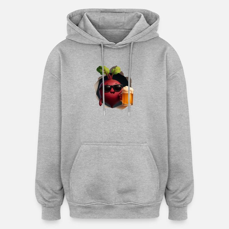 Bière à la betterave - Sweat à capuche oversize unisexe - gris chiné