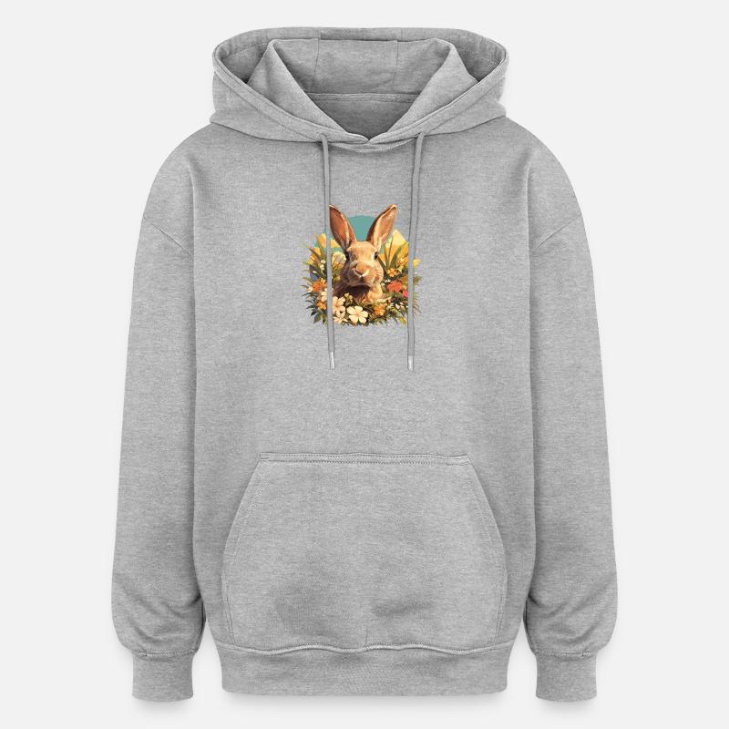 Lapin Lapin - Sweat à capuche oversize unisexe - gris chiné