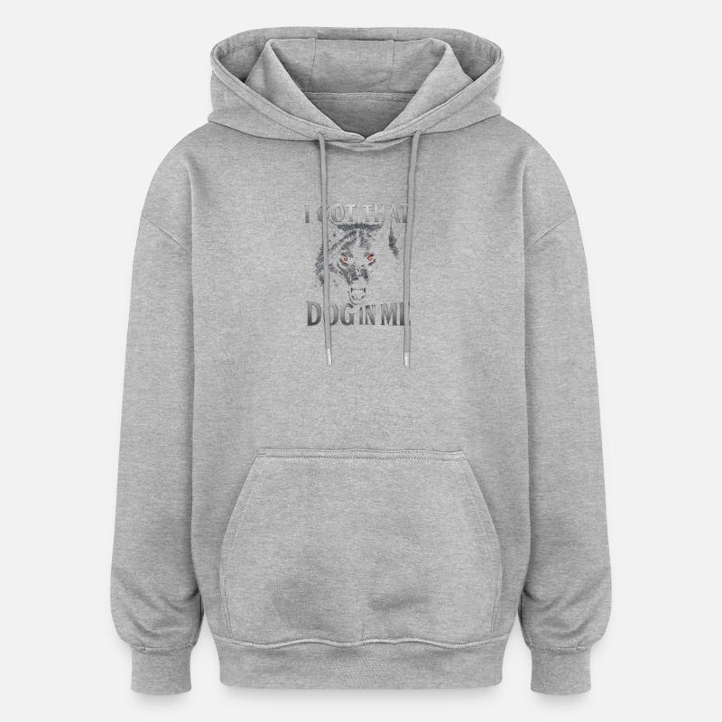 Wolfsblick – Chien en moi - Sweat à capuche oversize unisexe - gris chiné