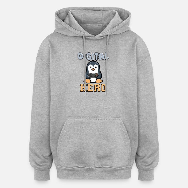 Zocker Controller Hero of Gaming - Sweat à capuche oversize unisexe - gris chiné