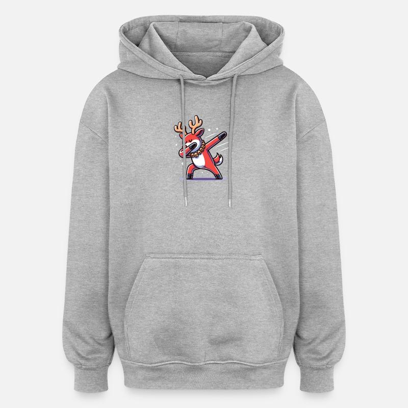Tapping Noël Renne Dab Noël - Sweat à capuche oversize unisexe - gris chiné