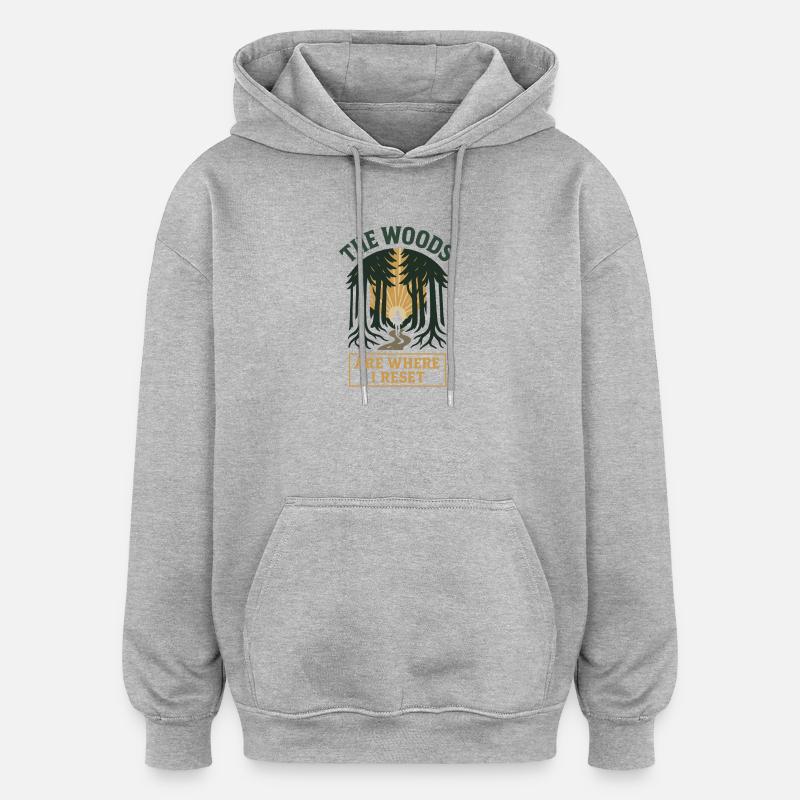 Forest Walk Overthinker Mental Reset - Oversized Unisex Hoodie - heather grey