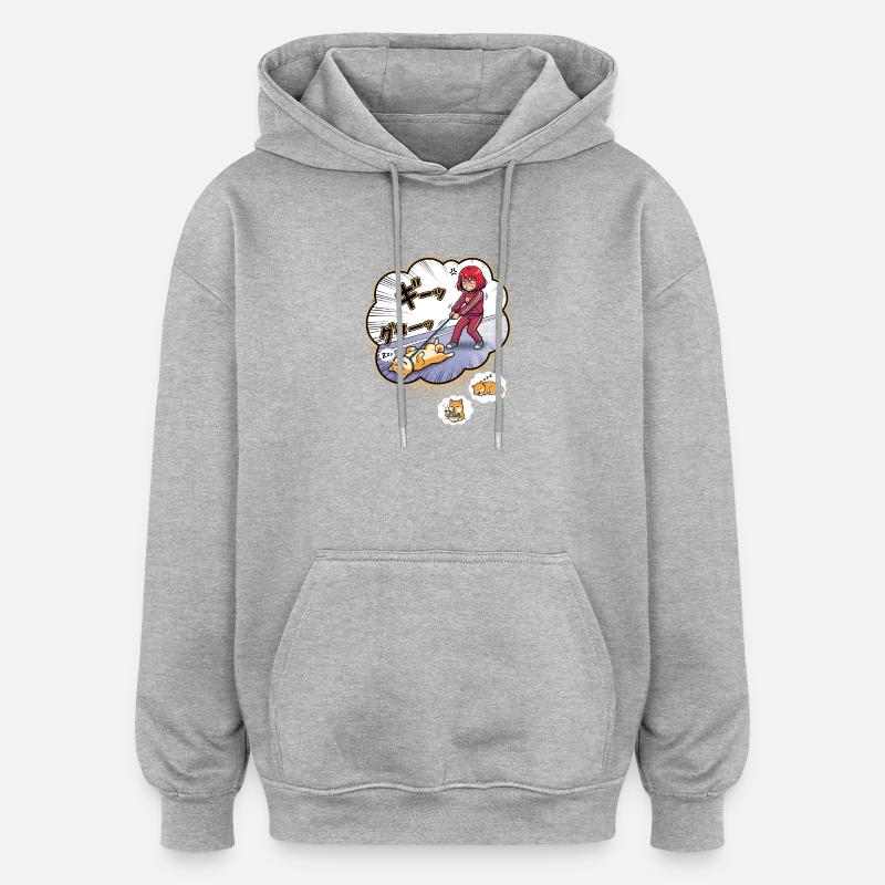 Wütende Halterin vs Schlafender Hund - Oversized Unisex Hoodie - Grau meliert