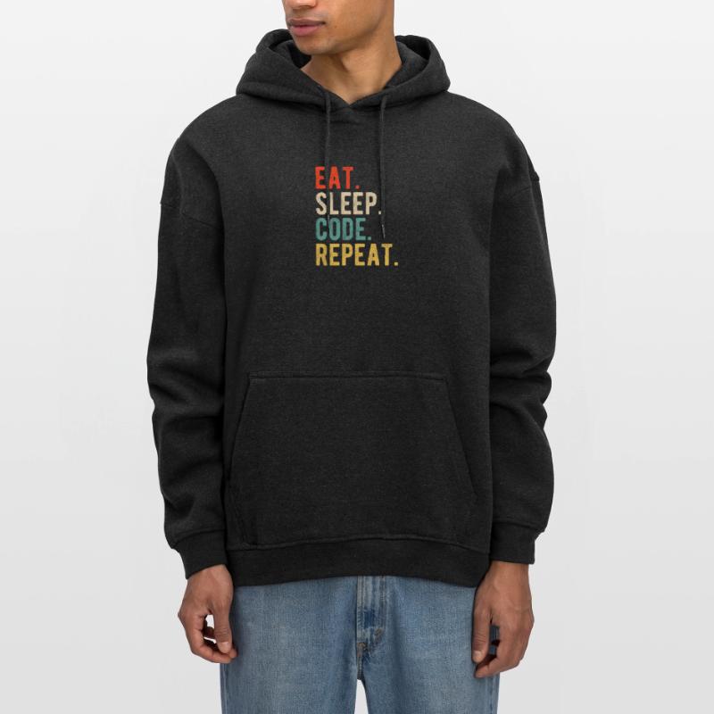 Eat Sleep Code Repeat Programmer Nerd Retro Oversized Unisex Hoodie