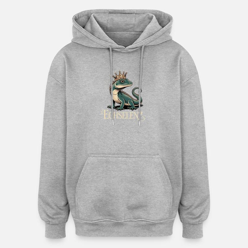 Echselenz Lustige Echse - Oversized Unisex Hoodie - Grau meliert