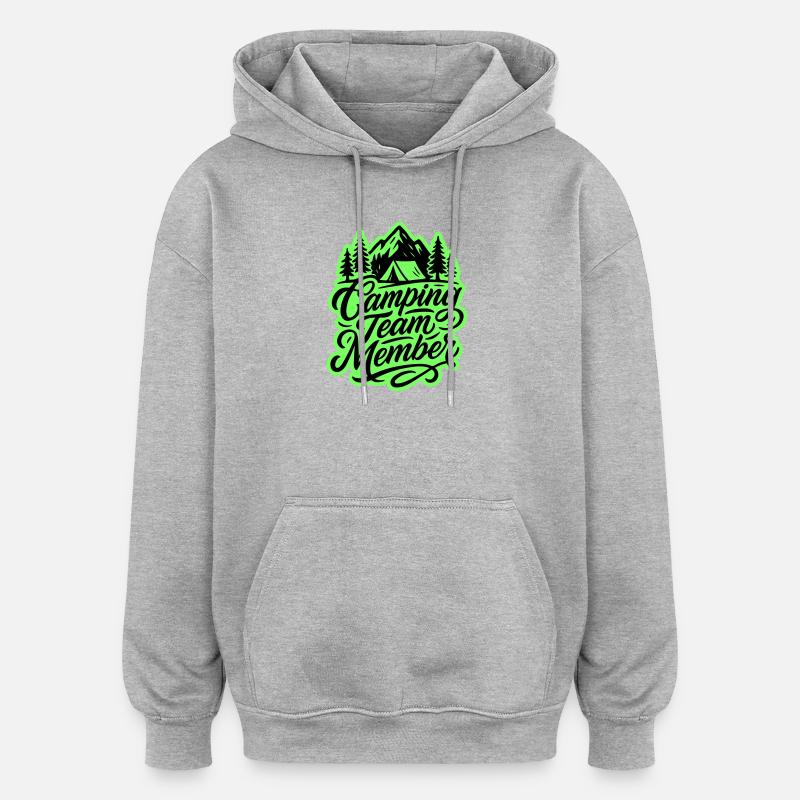 Camping Team Tent Mountains - Sweat à capuche oversize unisexe - gris chiné