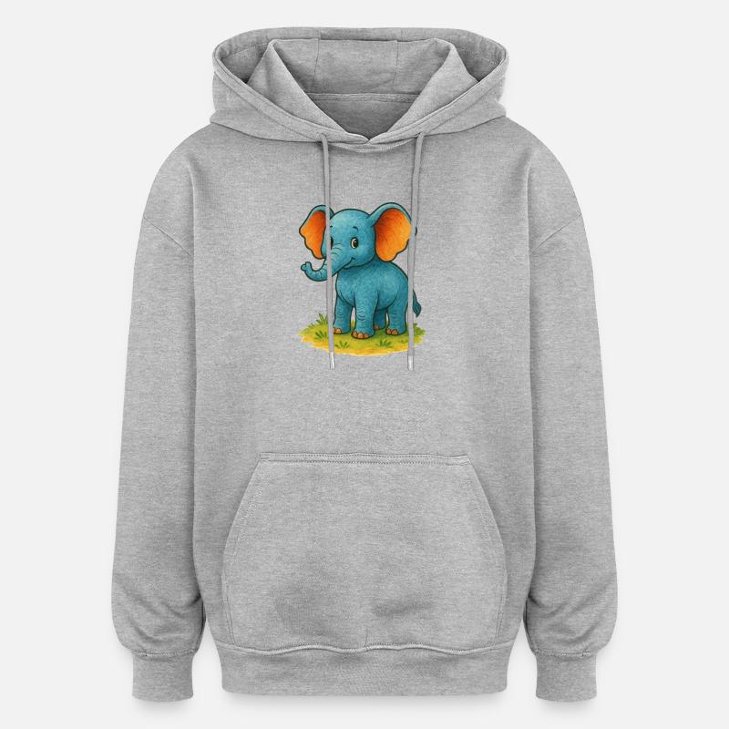 Elephant Comic - Sweat à capuche oversize unisexe - gris chiné